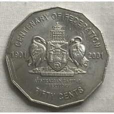 AUSTRALIA 2001 . FIFTY 50 CENTS COIN . CENTENARY OF FEDERATION A.C.T